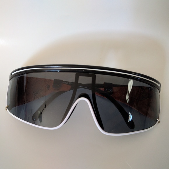 NWOT True Vintage Funky Wrap Sunglasses w/side black leather / white line accent - Picture 5 of 7